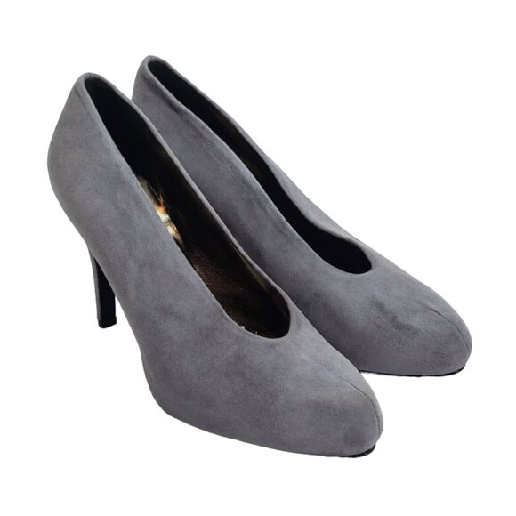 CLAUDIA CIUTI Italy Kristina Gray Suede Pumps Heels 7.5 M Soft Modern Style - Picture 1 of 13